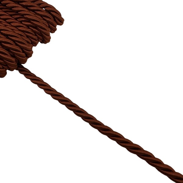 Κορδόνι Στριφτό από Ρεγιόν Χρώμα Καφέ και Διάμετρο 6 mm 